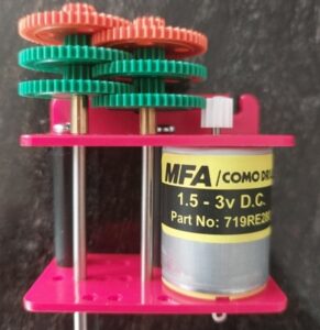 An image showing the gearing and generator for the model turbine.